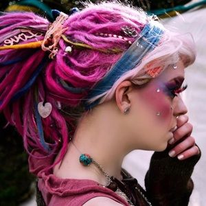 Human Hair latch hook rose pink dreadlocks for sale